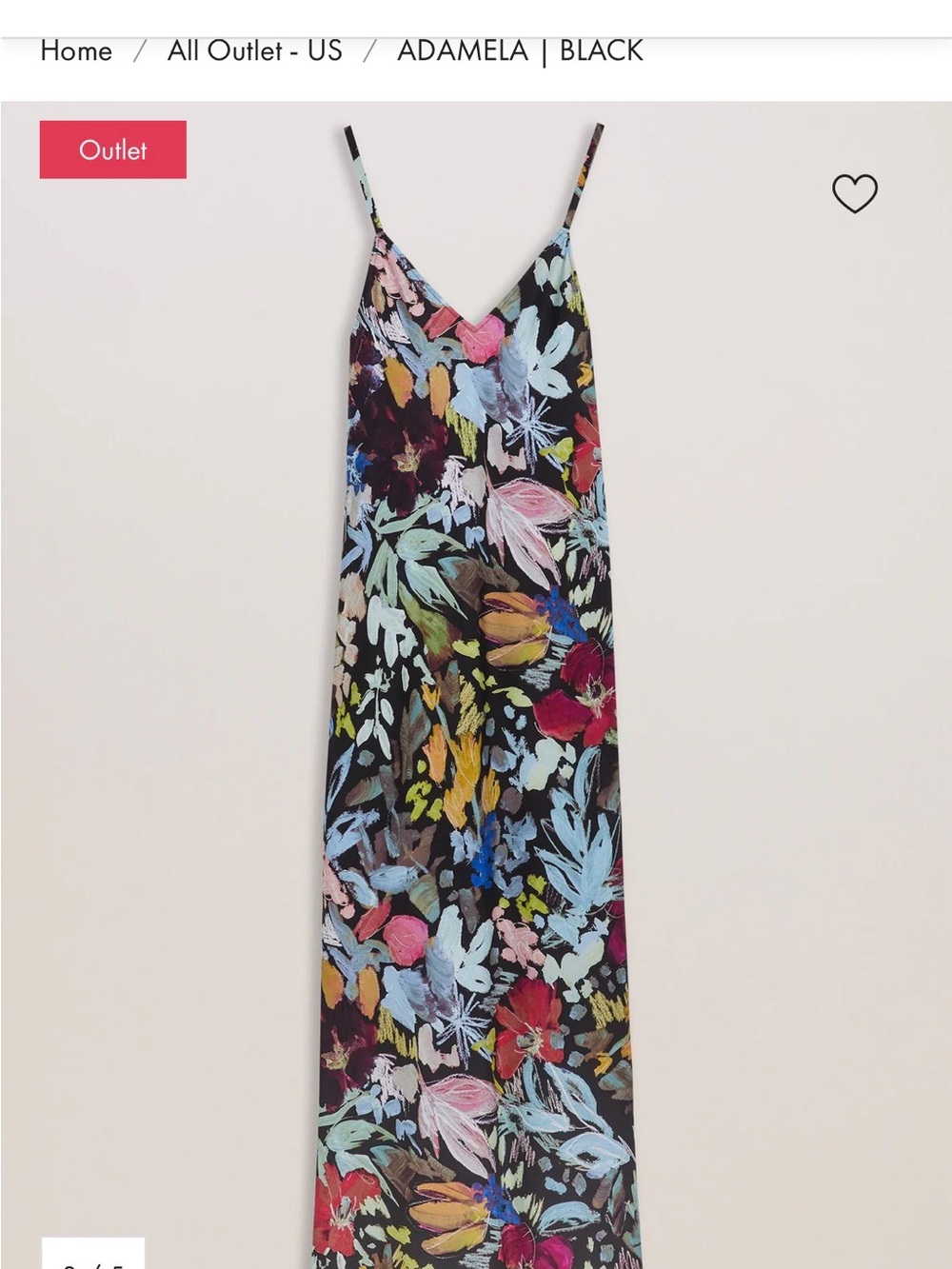 Ted Baker Adamela Black Floral Midi Slip Dress - Picture 3 of 6